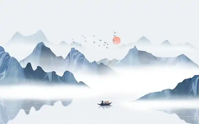 古风山水中国风山水插画海报背景水墨山水风景古风中国风唯美山水风景