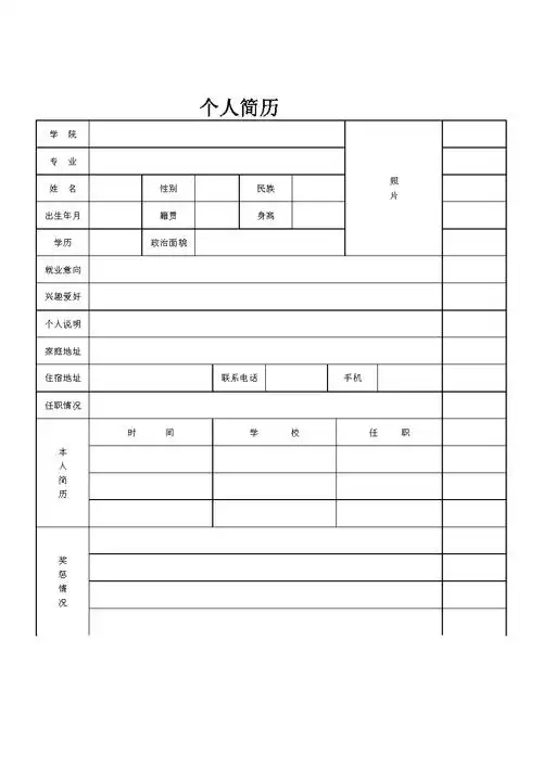 公务员标准个人简历模板(最新).doc