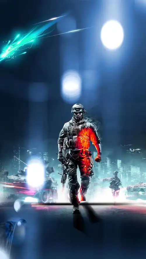 科技智能酷炫光束月亮科幻战争h5背景图