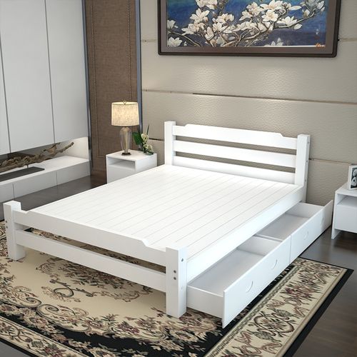 实木床1米d2单人床宿舍经济型一米二家用小户型简易木板床架子