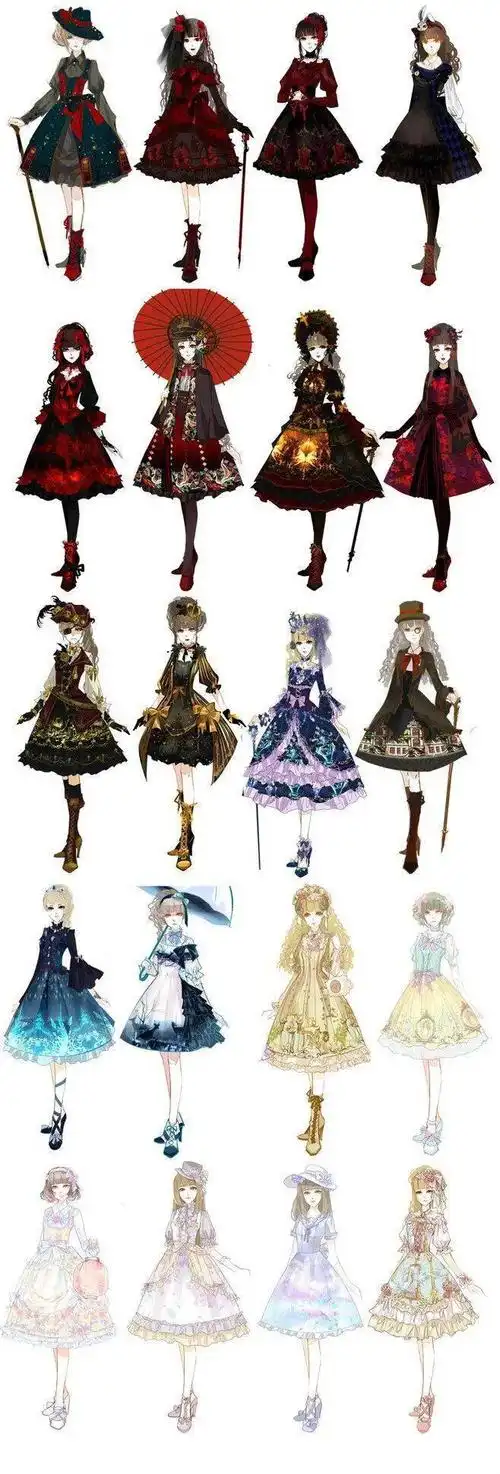 绘画素材 精美服饰 可爱人物全身照