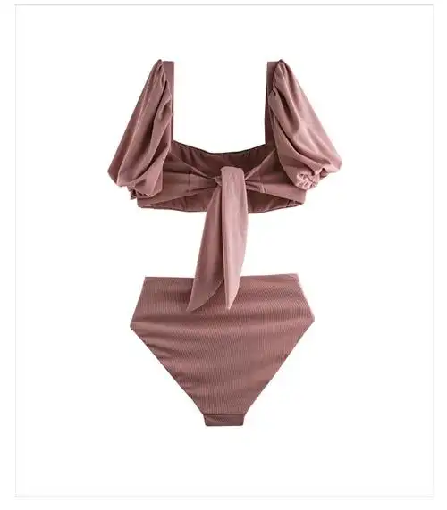 韩国泳衣女分体性感木耳边比基尼三角高腰裤新款温泉游泳**ikini - 17