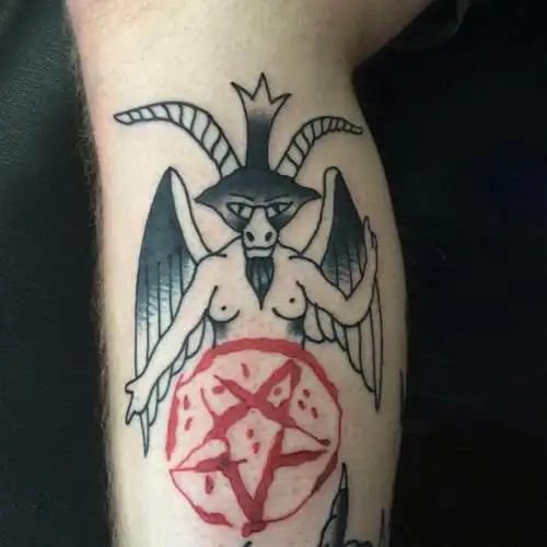 多款黑灰素描点刺技巧经典撒旦教会霸气复古纹身图案(8/8)