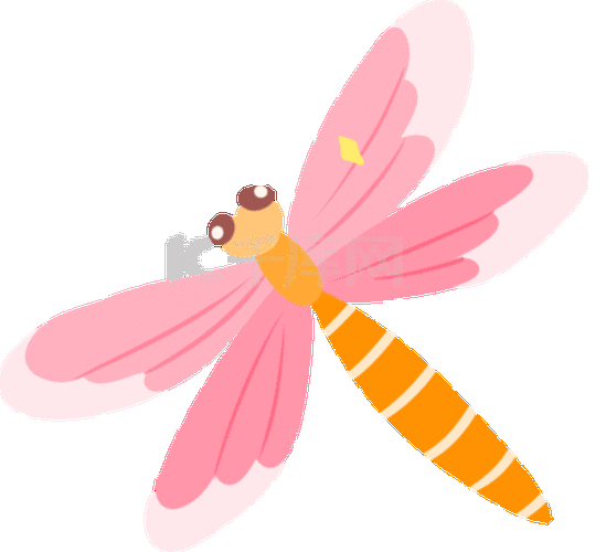 矢量免抠粉色蜻蜓