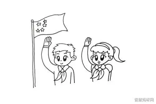 队员怎么画少先队员敬礼铅笔画图向国旗敬礼的小学生少先队员简笔画