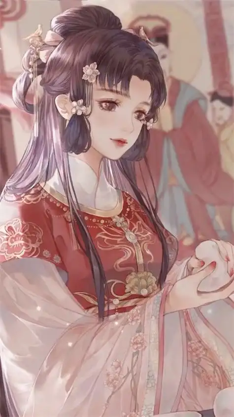 手绘古装美女手机壁纸卡通仙气十足古风唯美壁纸图片