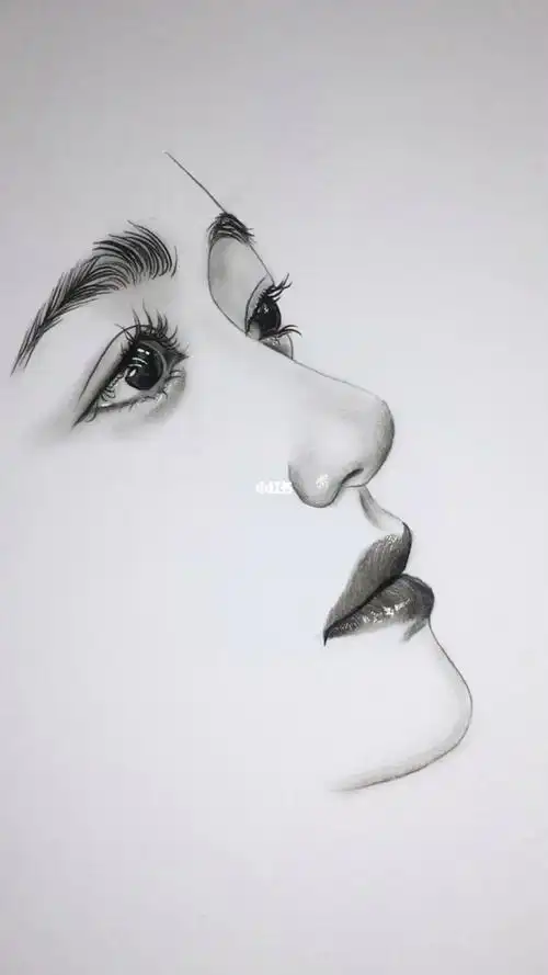 素描人物侧面五官全过程