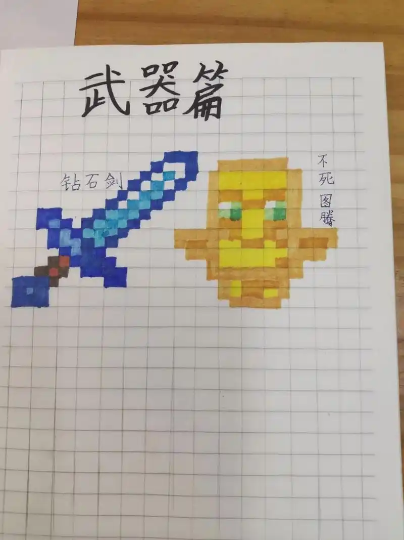 我的世界像素画—武器篇 这次画的是不死图腾,配色可能不太对.