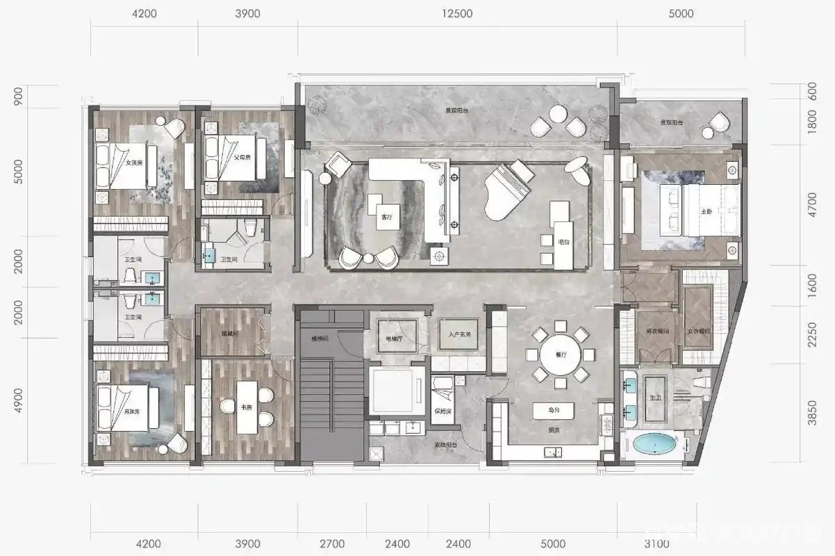 350平米观景大平层,体现奢华典雅的生活方式