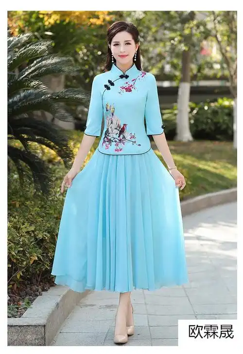 复古民国风唐装两件套改良版旗袍中年妈妈两件套装民国唐装女中国风