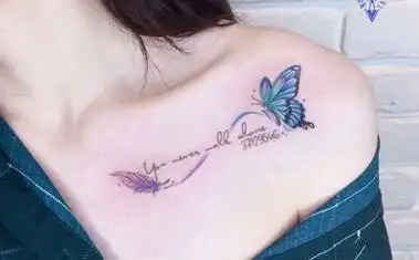 带英文字幕的女生锁骨纹身图案(11)