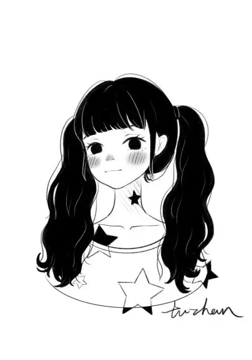 人物黑白动漫素材插画绘画线稿手绘女生男生长发短发转载二次元萝莉