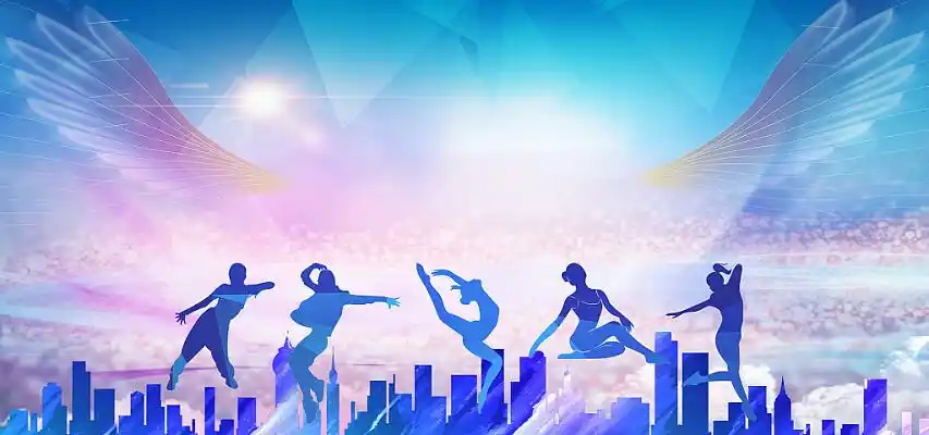 炫彩梦想翅膀舞蹈培训招生少儿舞蹈大赛宣传展板舞台背景红色光效音乐