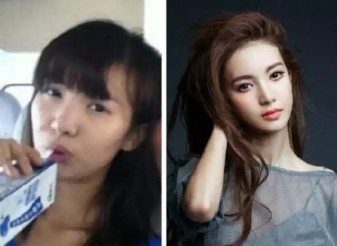 金晨整容前后对比照 未出道前的金晨整体给人感觉很土