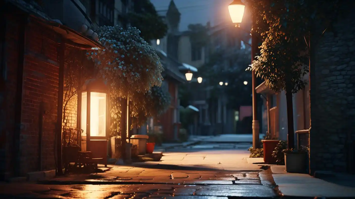 夜晚路灯下的唯美夜景壁纸91 夜晚的路灯下,光影交错,仿佛整个世界