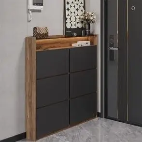 轻奢超薄翻斗鞋柜17cm小户型家用门口超大容量入户门后靠墙柜意式