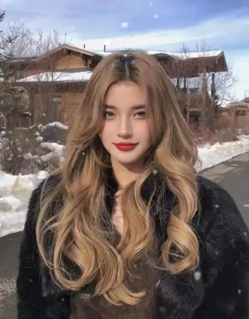 假发女网红中分大波浪假发女长发中分长卷发网红无刘海气质修脸蓬松