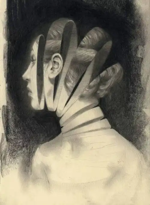 素描诡异的超现实画风插画素描的变形分裂吸引与重生瑞安育鹏画室推荐