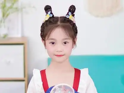 萌萌哒兔耳朵古风编发,中秋就这样给女儿梳头吧~#中秋发型 #汉服发型