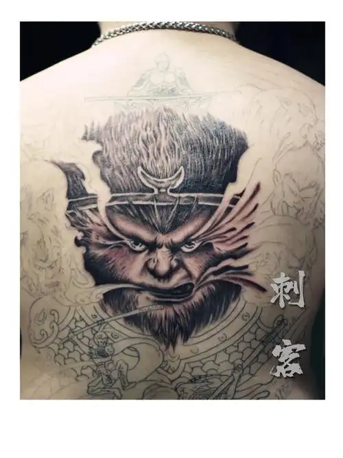 未完成猴子_纹身图案手稿图片_蔡师傅的纹身作品集