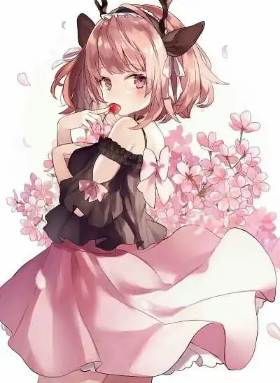 粉色短发二次元少女闺密头像