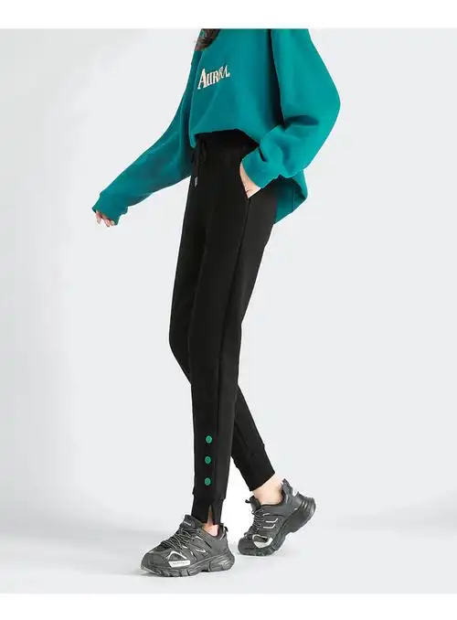 休闲运动裤女秋冬新款小脚裤百搭休闲裤束脚九分裤潮流女裤子