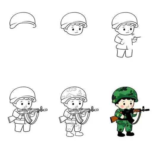 🎖️儿童军人简笔画💂