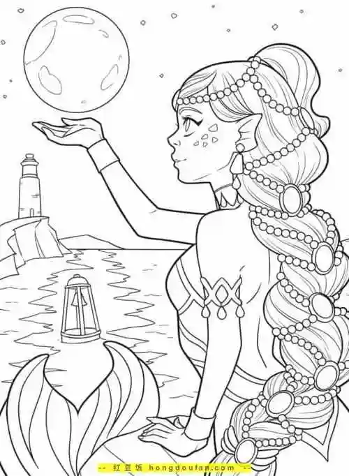 岁女孩子们都会喜欢的小美人鱼公主涂色图片-红豆饭小学生简笔画大全