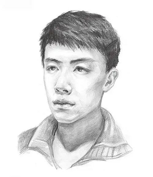 零基础学素描34侧面男青年