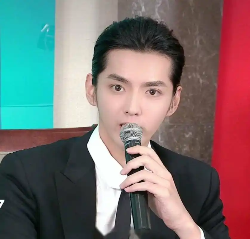 吴亦凡大背头造型搭配黑白正装西服,来看看吴亦凡今天助力湖北武汉