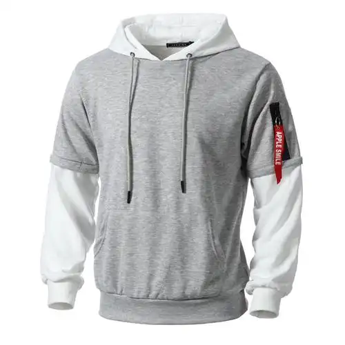 青年男士嘻哈长袖拼接套头衫运动衫