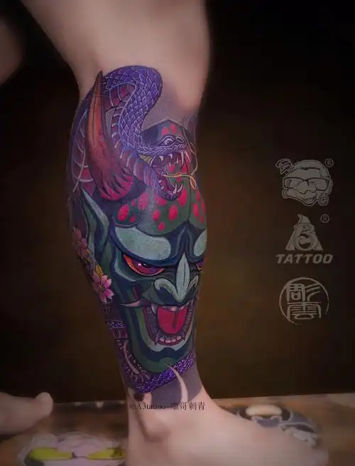 小腿纹身纹身图案般若纹身图案