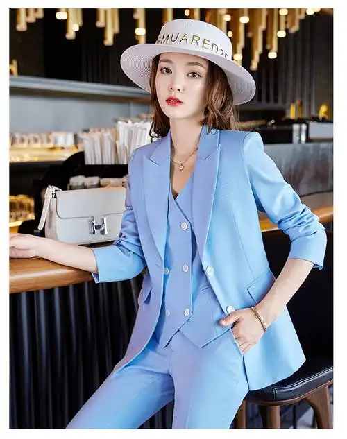 浅蓝色外套西装 蓝色马夹 休闲裤 s【图片 价格 品牌 报价】-京东