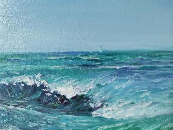 油画《风平浪静》