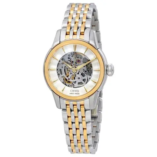 oris skeleton automatic silver dial ladies watch item no.