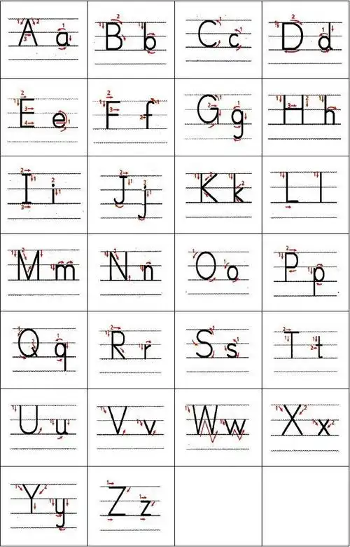 26个英文字母书写标准及练习(最新版)答案