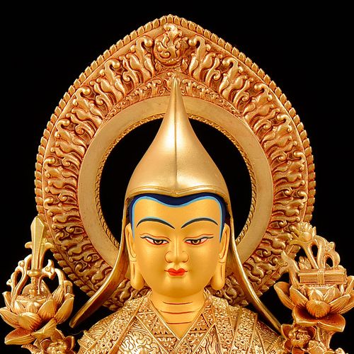佛像欧斯特宗喀大师藏传佛教铜全金佛用品神像7寸摆件