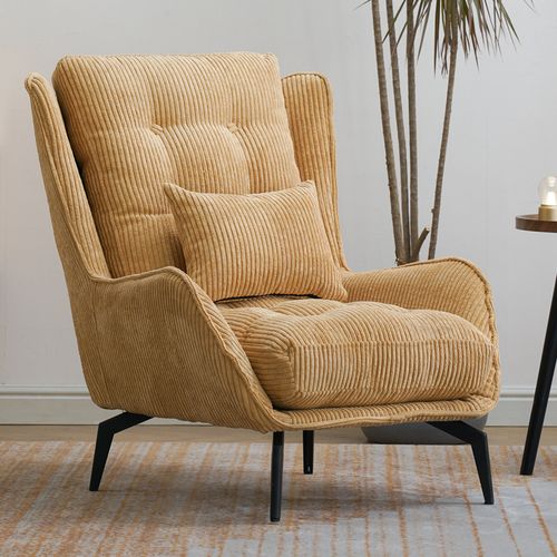 美式单人沙发小客厅卧室阳台休闲极简网红款灯芯绒懒人复古老虎椅