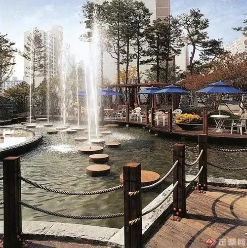 水景景观设计合集-喷泉水池滨水平台护栏-设计师图库