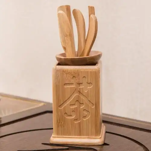 功夫茶具配件楠竹实木茶道六君子套装大全6君子泡茶工具茶夹针勺