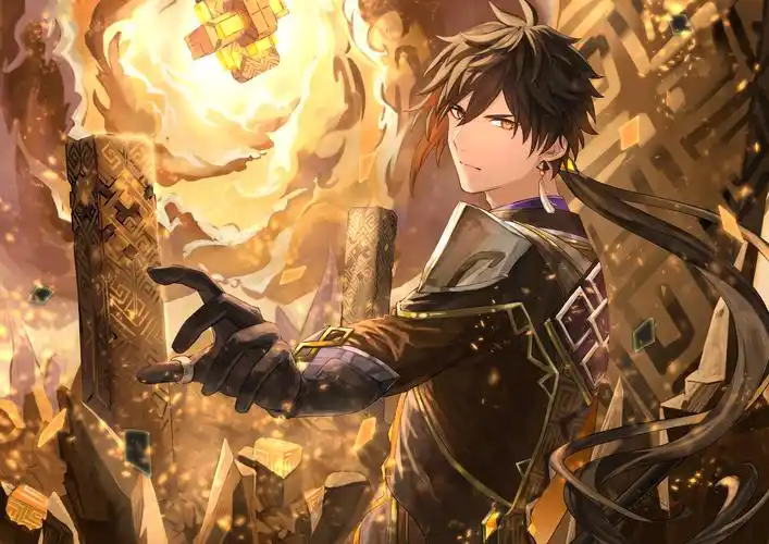 原神钟离动漫卡通高清电脑壁纸_原神钟离帅气邪魅电脑桌面_三千图片网