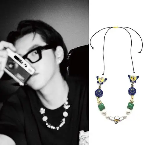 万圣节孩子王亦凡吴亦凡男女项链限定笑脸蝴蝶骰子项链