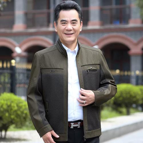 夹克男秋冬款爸爸男士60岁外套男老年人爷爷上衣夹克衫中老年男装