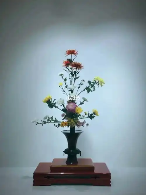 池坊花道立花正风体菊花一色