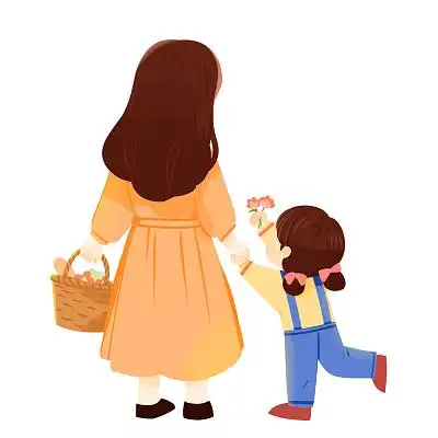 粉色意境感恩母亲节母亲节快乐展板夕阳下妈妈手拉手牵着孩子背影母爱