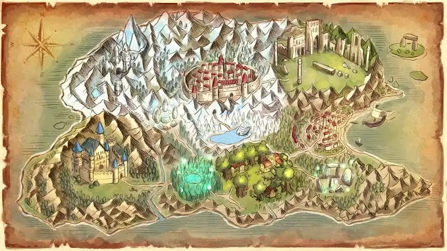 日式rpg《命运编年史》公布世界地图及场景概念图