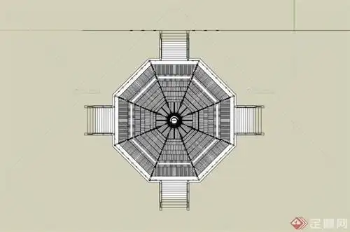 该设计风格为现代中式设计风格,层高为八层,为八角塔设计,模型制作