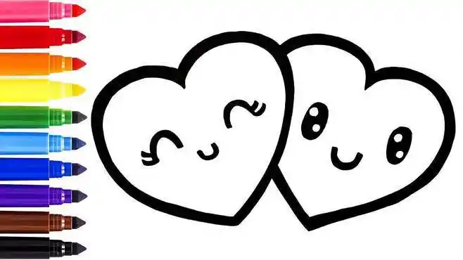 两颗甜蜜蜜的爱心简笔画,绘画过程也是充满爱意,超级有趣-母婴亲子