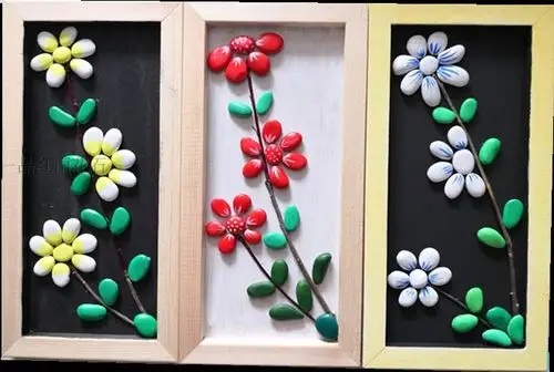 幼儿园石头画创意diy手工制作材料手绘绘彩石头画作品石头画拼图sn