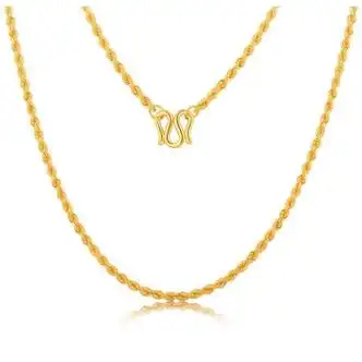 逸珀黄金项链足金999麻花链时尚百搭锁骨链男女款粗款麻绳项链金重约